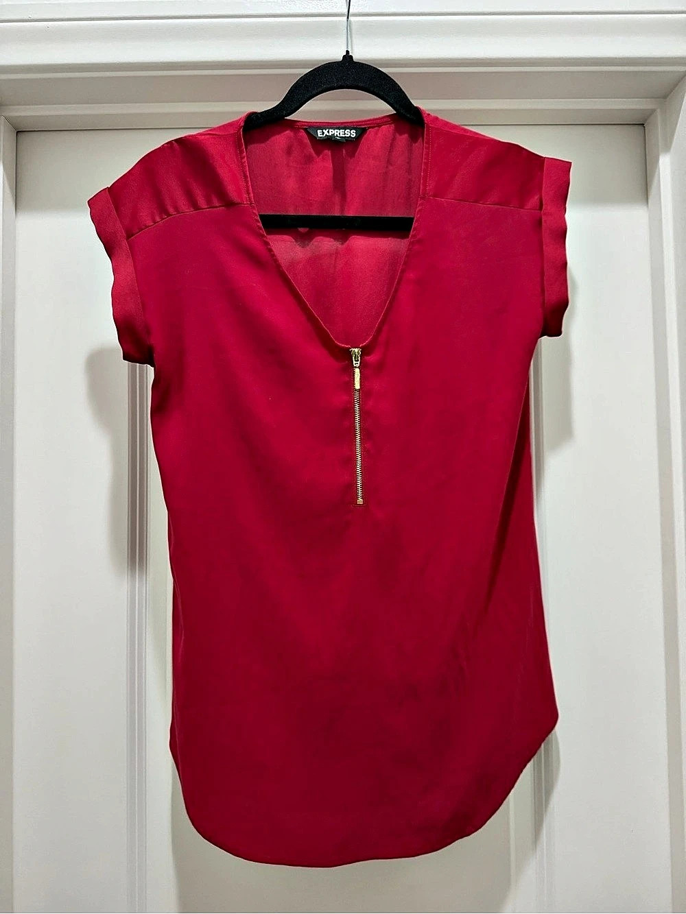 Express Zip Front Blouse in Pink Size XS